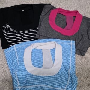 Lululemon Women's Tops Set - Black, Gray, Blue Sizes 8 And 6